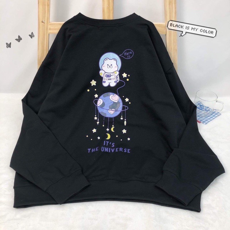 Áo Sweater Nỉ UNI MOON Tay Dài Form Rộng Ulzzang (Ảnh Thật)