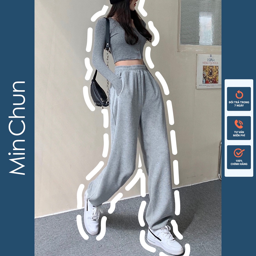 Quần ống rộng jogger nữ unisex giá rẻ vải thun dày dặn dáng bomber mặc hè thu đông MINCHUN QTD01