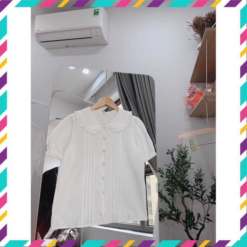 Sơ mi trắng cộc tay cổ sen thêu sơ mi tiểu thư tay ngắn MSP47512 | BigBuy360 - bigbuy360.vn
