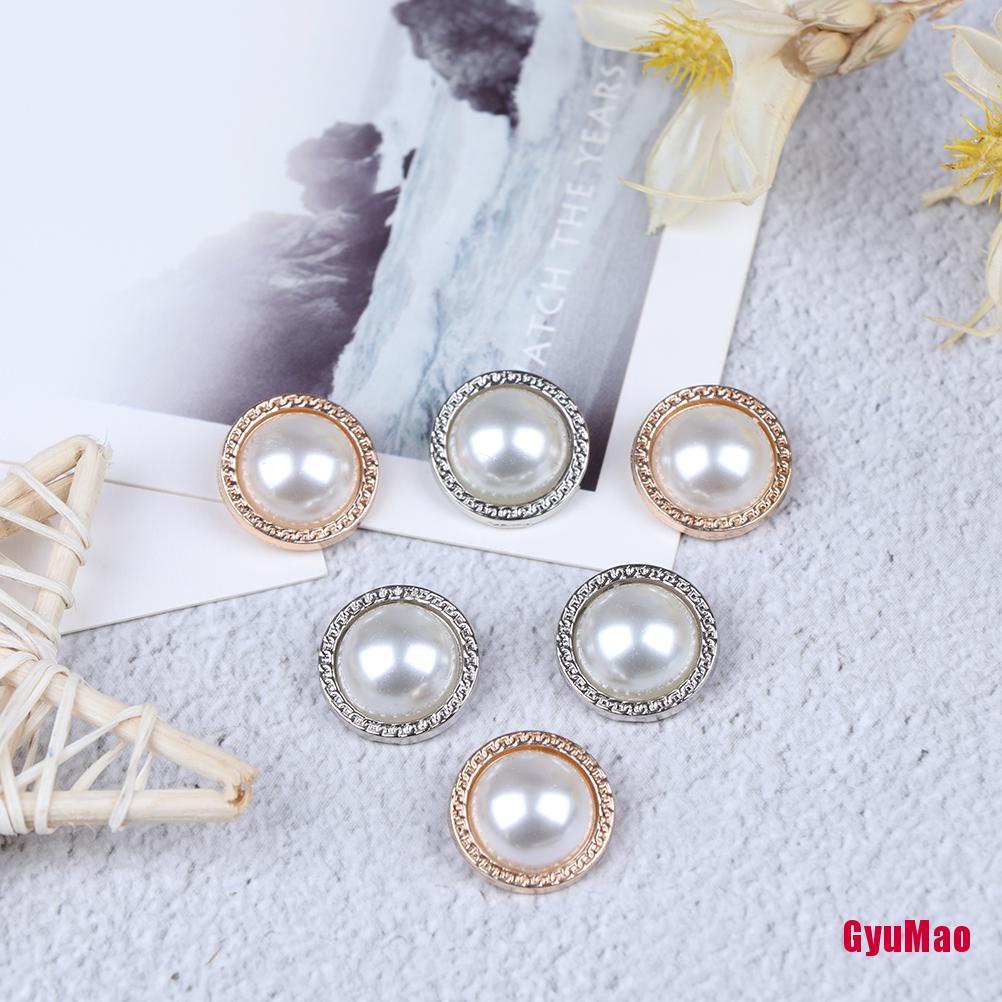 Set 10 Nút Ngọc Trai Kim Loại rx1GUMO Làm Đồ Thủ Công Trang Trí DIY
