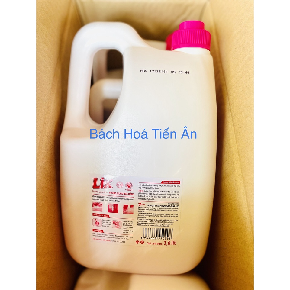 Nước lau sàn Lix 2x đậm đặc Hương Lily và Hoa Hồng chai 3,6 lít NEW