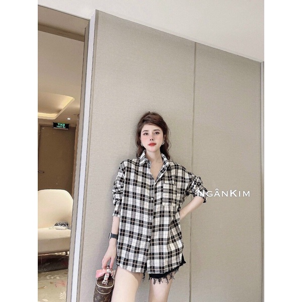 Áo Sơ Mi Kẻ Phom Thụng