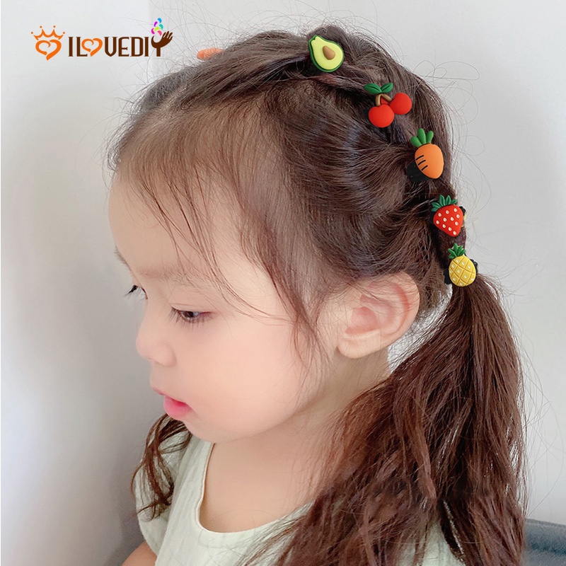 Hộp 30 Dây Buộc Tóc Co Giãn Hình Trái Cây/Trái Cây/Động Vật Dễ Thương Cho Bé Gái