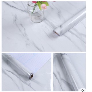 Giấy dán tường 5Mx60CM Dán tường giả vân đá MARBLE TRÁNG-NHÔM Dán bếp chịu nhiệt chống dầu mỡ chống nước dễ dàng vệ sinh