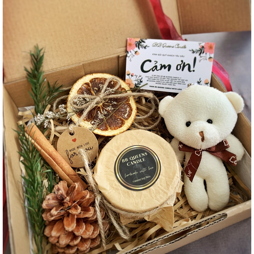 NẾN THƠM Handmade 100 gr kèm gấu bông Teddy , Set quà tặng _ Hương thơm 4 mùa