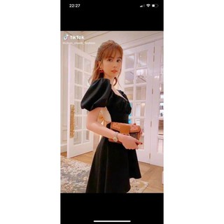Đầm đen có nơ sau kèm ảnh thật