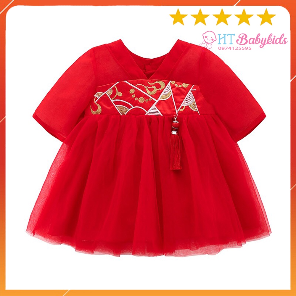 [ MẪU TẾT 2022 ] Đầm cho bé kiểu dáng KIMONO đỏ xinh xắn