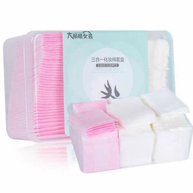 Hộp 320 miếng bông tẩy trang cotton siêu mềm mịn