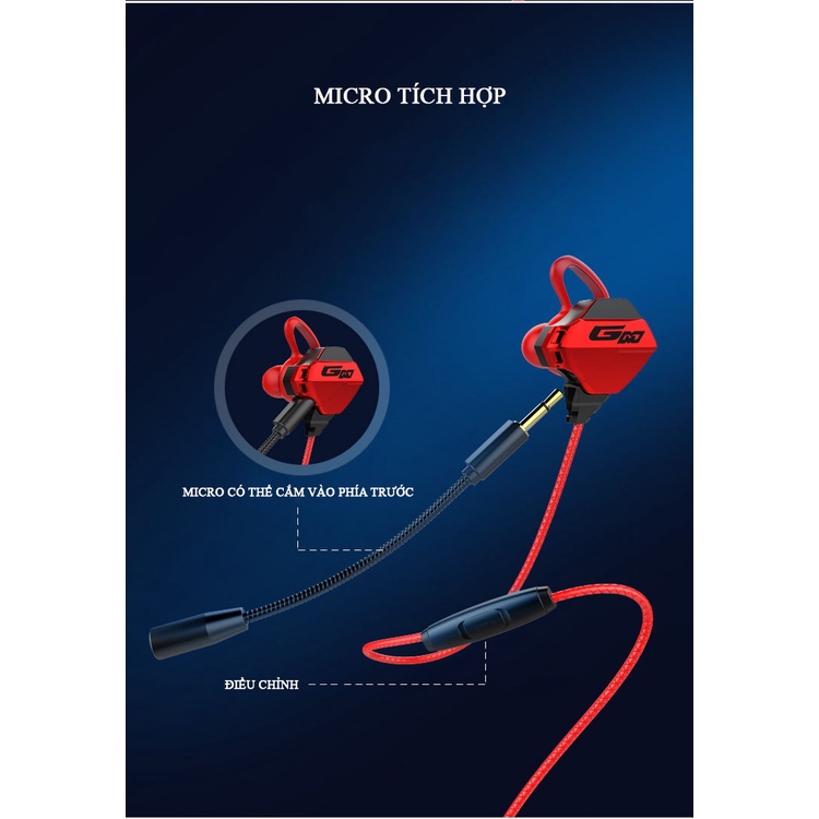 Tai nghe gaming cho điện thoại,Tai nghe gaming G10 với thiết kế cực đẹp có 2 Mic rất chuyên nghiệp