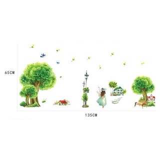 decal dán tường cây xanh