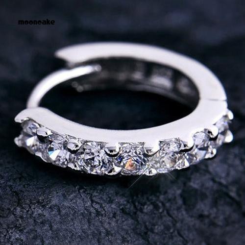 Khuyên tai mạ bạc đính đá pha lê trắng thời trang thanh lịch dành cho nữ