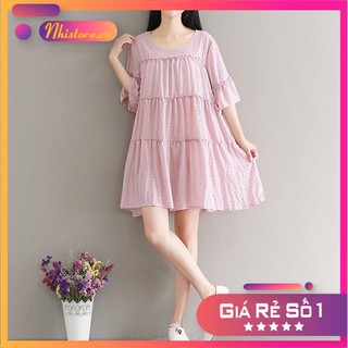 THANH LÝ HÀNG TỒN KHO Đầm bầu công sở dáng xòe có 2 màu hàng Quảng Châu