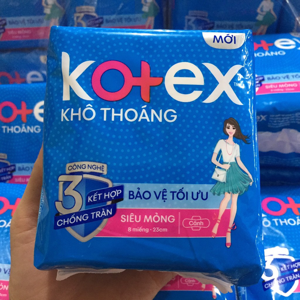 [CHE TÊN SẢN PHẨM]BĂNG VỆ SINH Kotex khô thoáng siêu mỏng cánh 23cm, gói 8 miếng