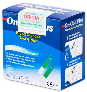 Máy thử tiểu đường oncall plus ( tăng kèm 1hop que 25 chiếc + 1hop kim lấy máu)