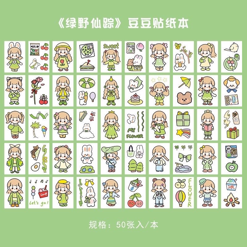 🌸Set 50 tấm dán hoạ tiết cô gái dễ thương🌸