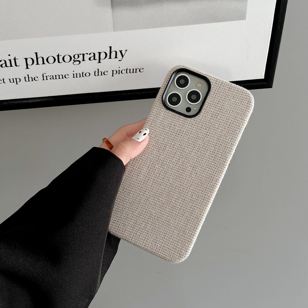 Ốp Điện Thoại Vải Lanh vintage Có Khung Viền Kim Loại Bảo Vệ camera Cho iphone 15 14 13 12 pro max 14 plus