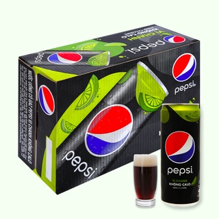 Thùng 24 lon Nước ngọt PEPSI không calo vị chanh lon 320ml / Nước ngọt có gas PEPSI không calo chanh 320ml