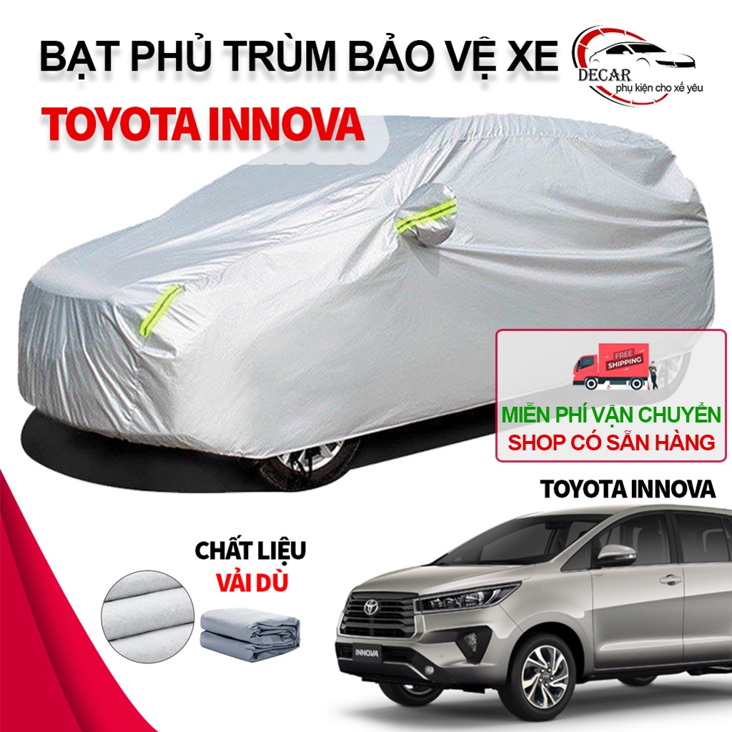 [TOYOTA INNOVA] Bạt phủ xe ô tô 3 lớp thông minh, vải dù oxford cao cấp, áo trùm bảo vệ xe 7 chỗ che nắng,nóng,mưa