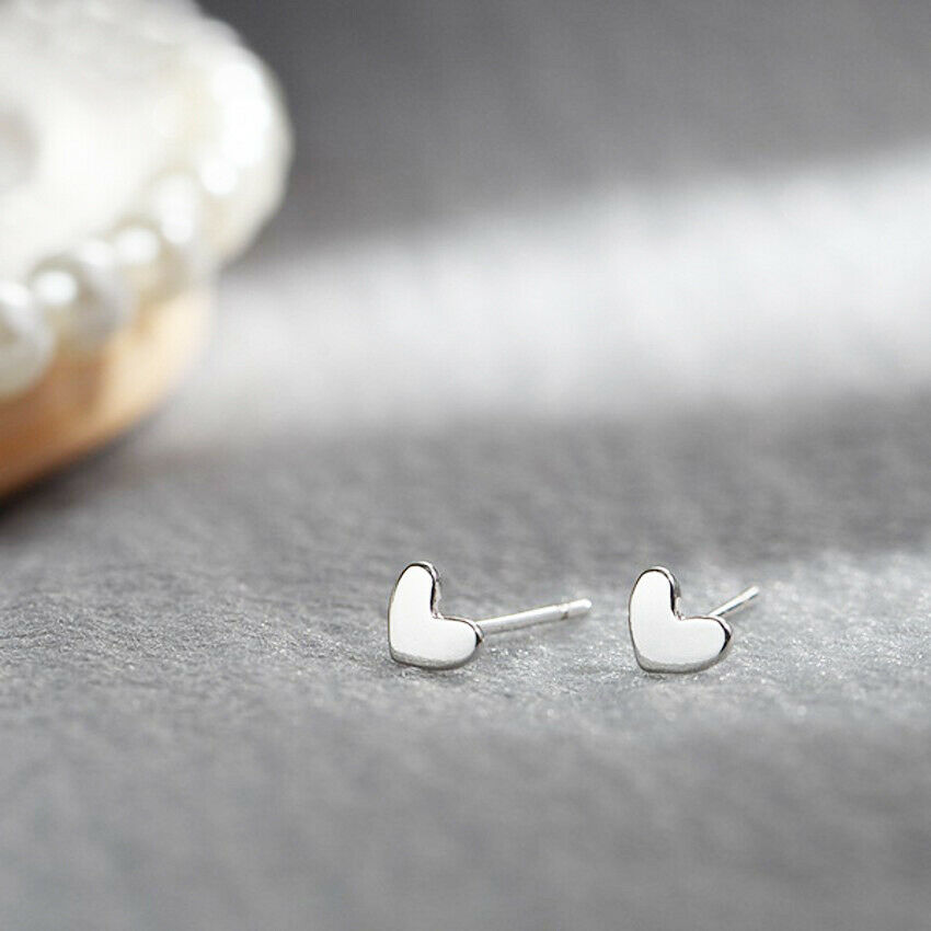 Hoa Tai Xi Bạc Hình Trái Tim Thiết Kế Hợp Thời Trang