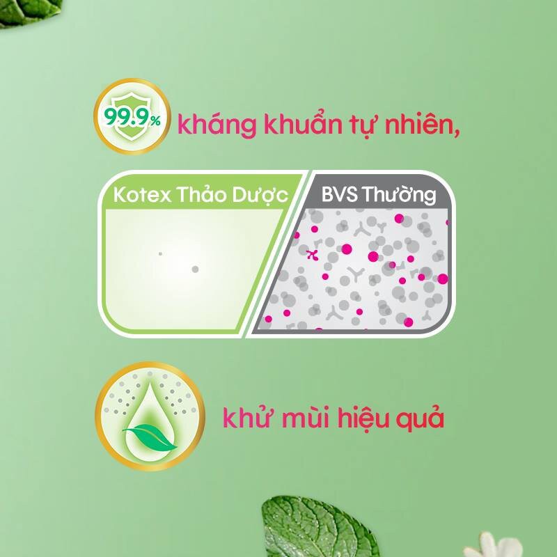 Băng Vệ Sinh Kotex Thảo Dược Siêu Mỏng Cánh8 Miếng Herbal 23cm