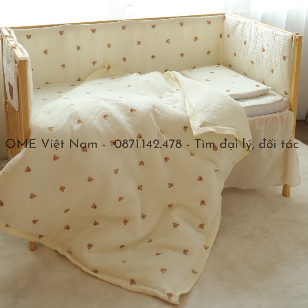 Set chăn gối đa năng - gối rãnh thoáng, chăn 4 mùa vải xô muslin chính hãng OME x Sishi