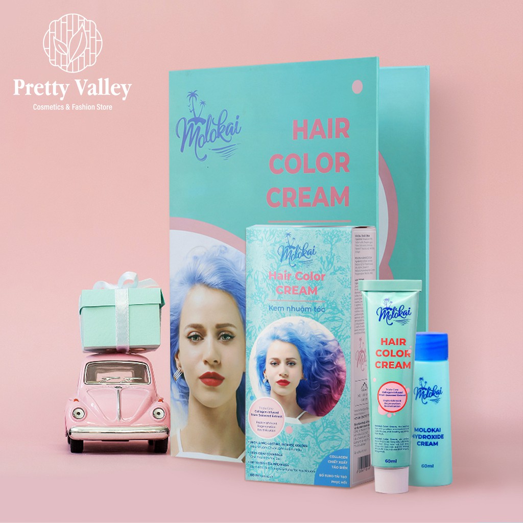 Thuốc nhuộm tóc màu cam vàng MOLOKAI, thuốc nhuộm tóc chứa collagen tảo biển siêu dưỡng - Pretty Valley Store