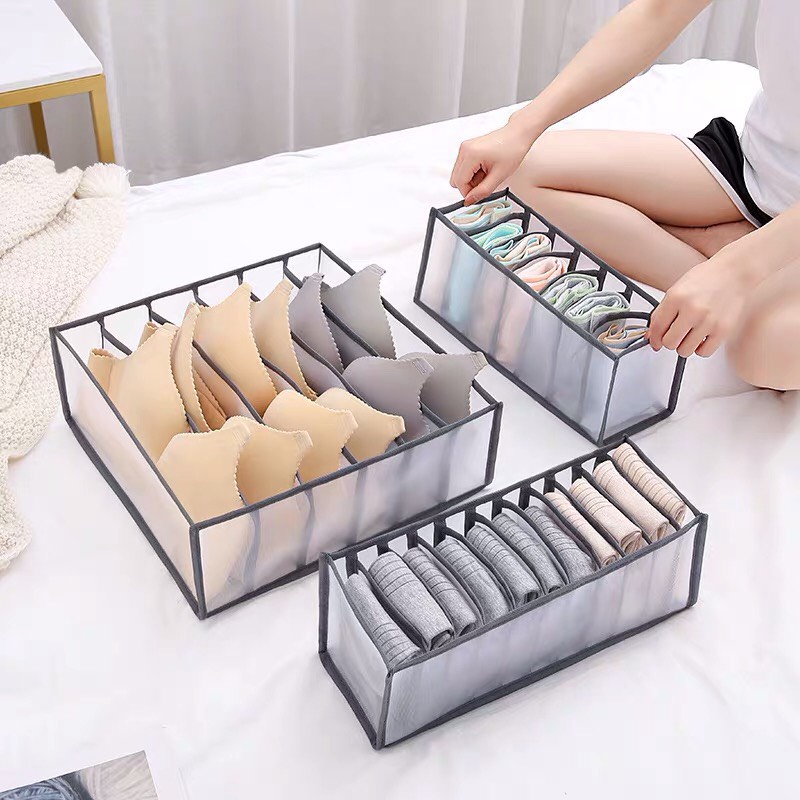 Hộp xếp đồ lót - túi đựng quần áo chia ngăn tiện ích ,Khay xếp quần áo gọn gàng chống bụi 88308 Korea Store 88