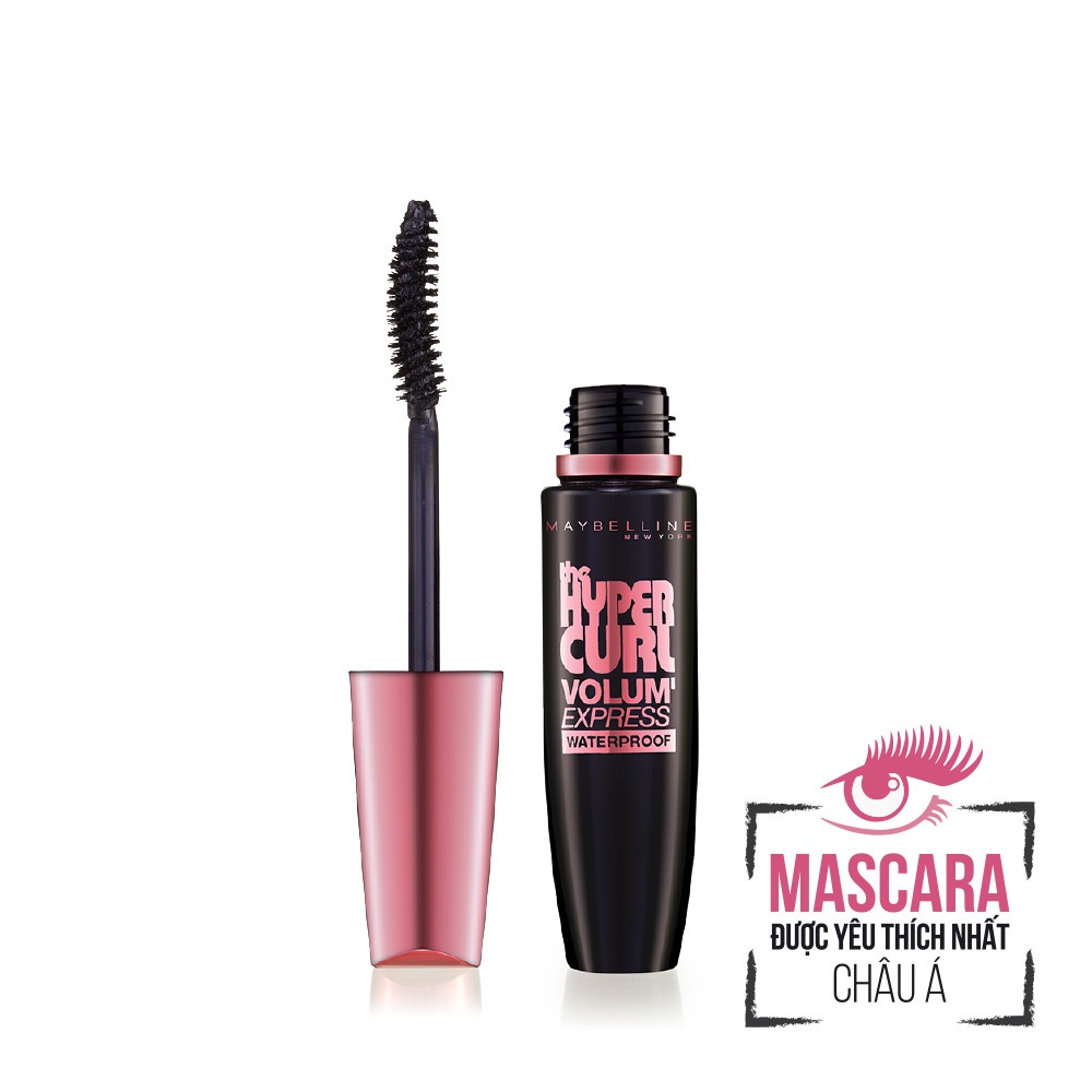 Mascara Dài Mi và Cong Mi Maybelline New York Hyper Curl Waterproof Chuốt Mi Đen Không Lem Không Trôi 9.2ml