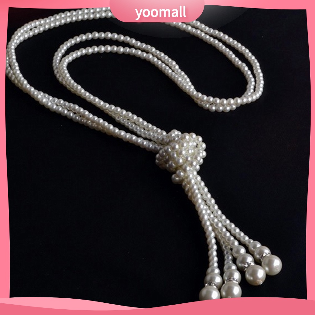 Bộ 2 Vòng cổ Dài Hai Lớp Đính Ngọc Trai Giả Cho Nữ