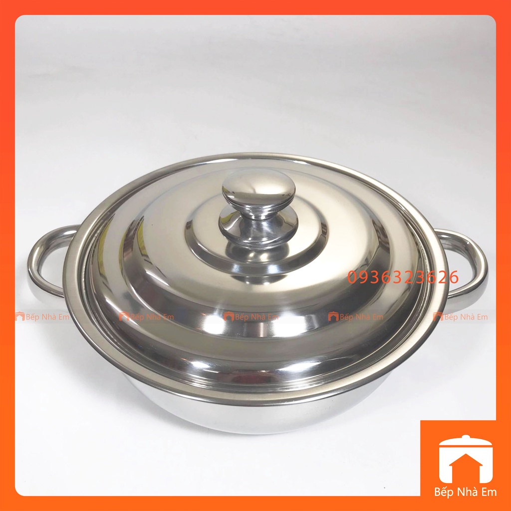 Nồi Lẩu 1 Ngăn Inox Dày Cao Cấp Nhiều Size - Hàng Việt Nam Sản Xuất