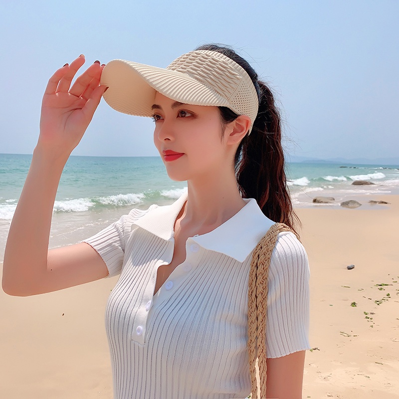 Nón Lưỡi Trai Hở Chóp Bằng Polyester Chống Tia Cực Tím/Nắng Màu Trơn Thời Trang Mùa Hè Thoáng Khí