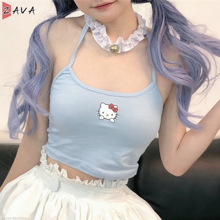 Áo croptop hai dây in họa tiết phong cách Lolita dành cho nữ