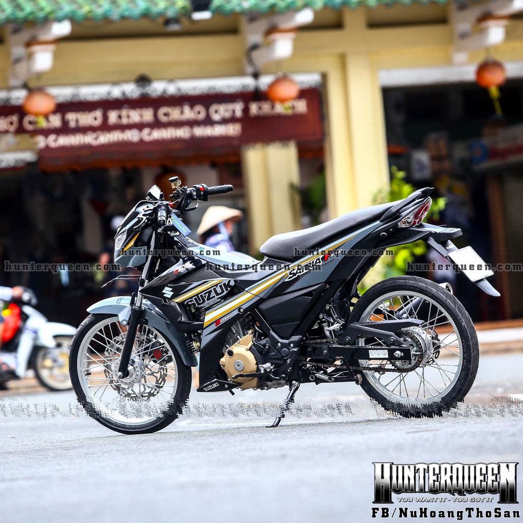 Tem rời cao cấp, ghép sọc vàng CROM, dán xe màu đen xám xi măng