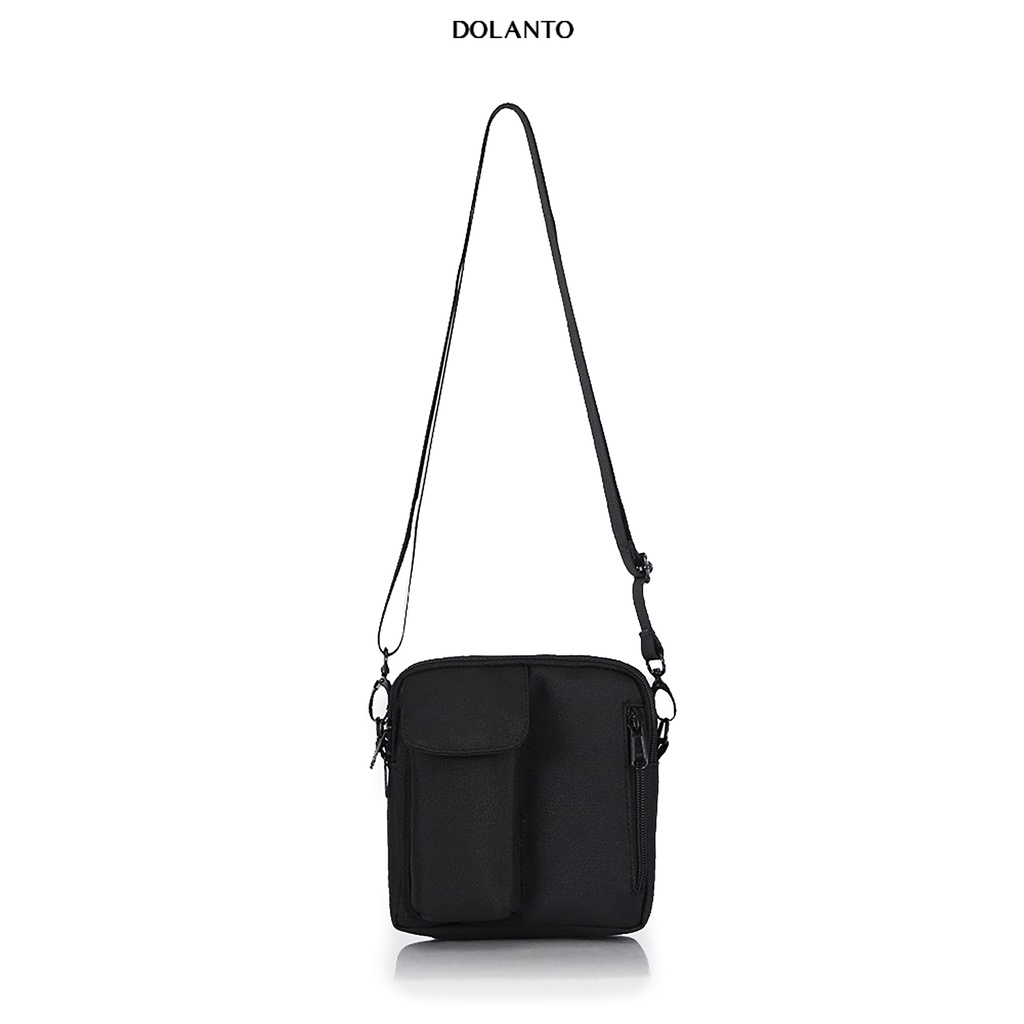 Túi Đeo Chéo Đen HARAS BAG Nhỏ Du Lịch Thời Trang Vải Canvas Cao Cấp Chống Thấm Nước Bao Tử Rẻ Tiện Nam Nữ DOLANTO