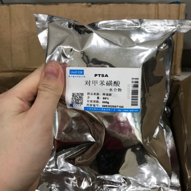 Hóa chất p- Toluenesulfonic aci.d monohydrate CAS 6192-52-5 C7H8O3S H2O túi 500g PTSA