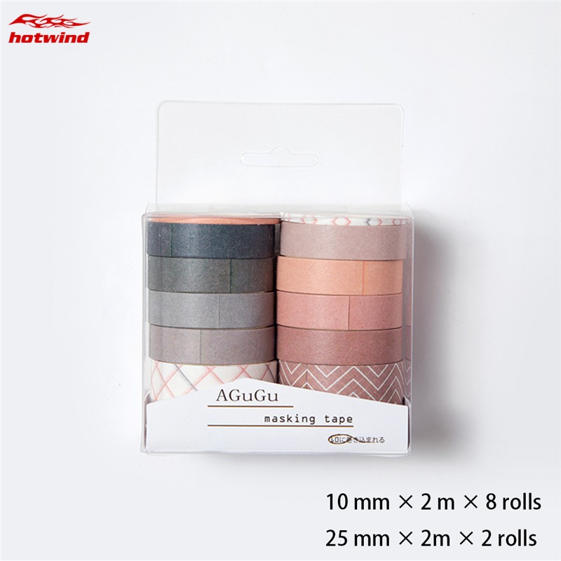 Set 10 Cuộn Băng Dính Họa Tiết Xinh Xắn Dùng Để Trang Trí Đa Năng