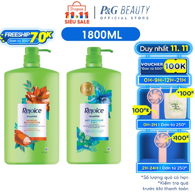 [Mã FMCGMALL -8% đơn 250K] Dầu Gội Rejoice chai 1.8L
