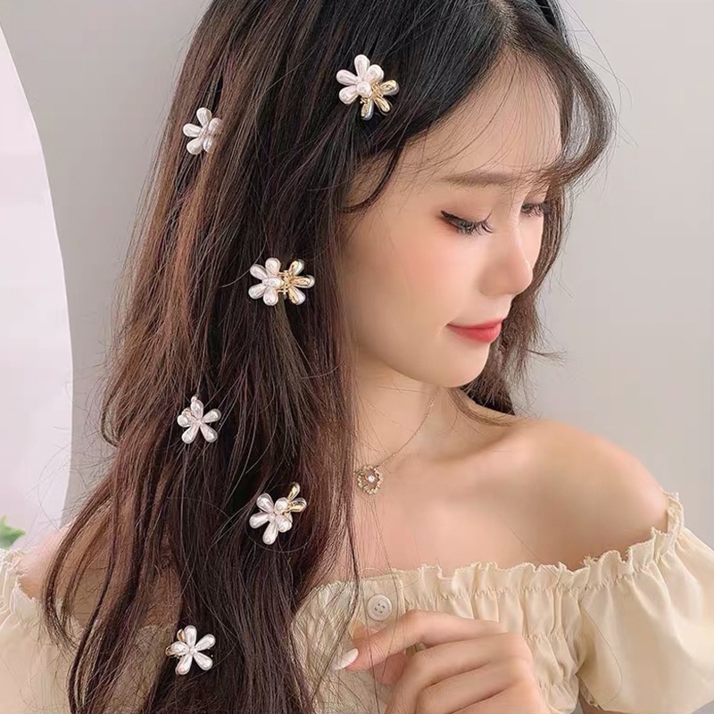 Kẹp Tóc Mini Hình Hoa Cúc Đính Đá Pha Lê Nhân Tạo Phong Cách Hàn Quốc Đơn Giản
