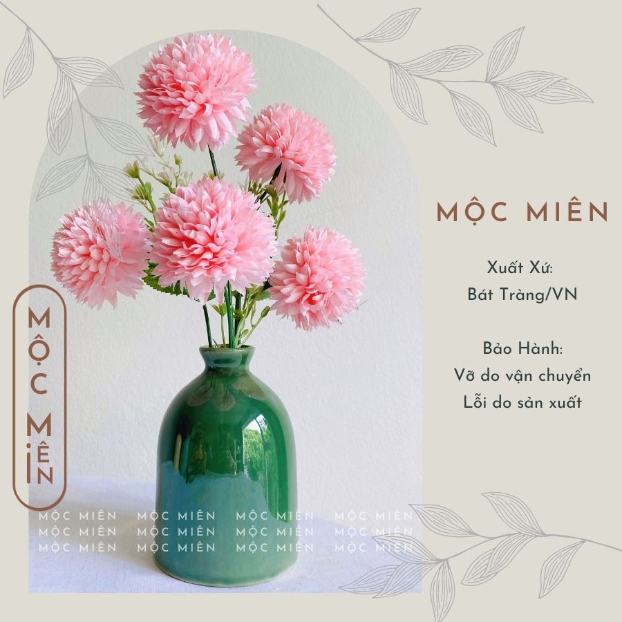 Lọ hoa mini men hoả biến Xanh Ngọc Mộc Miên, gommocmien bình hoa gốm sứ Bát Tràng
