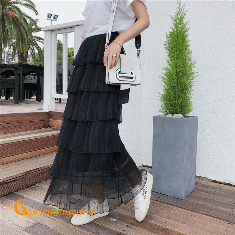 Chân váy xếp lớp chân váy midi hai lớp GLV088 Cuocsongvang