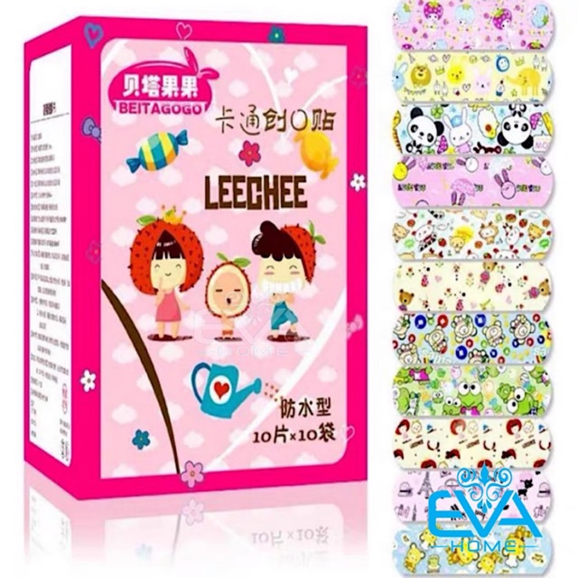 Hộp 100 Miếng 10 Set Băng Keo Cá Nhân Hoạt Hình Cute Bandages