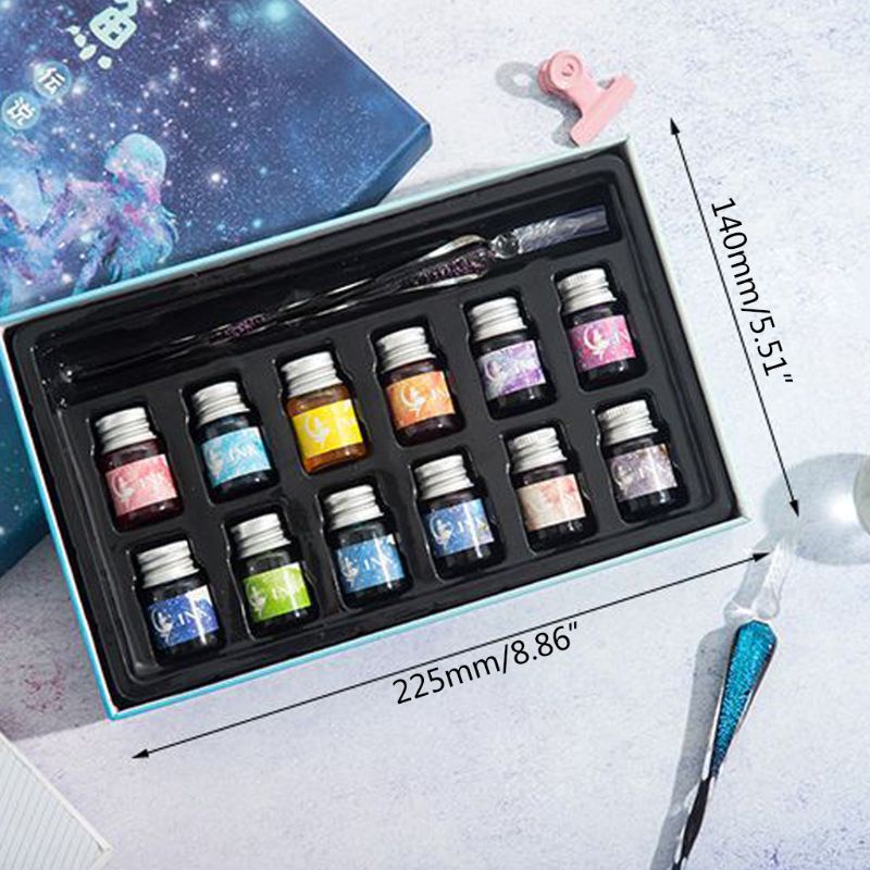 Bộ Bút Thư Pháp seng Gothic 12 Màu Kèm Mực Cho Người Lớn Và Trẻ Em