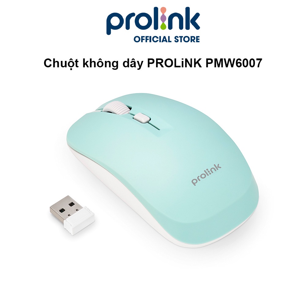 Chuột không dây PROLiNK PMW6007 kiểu dáng thời trang, tiết kiệm pin, độ phân giải cao dành cho PC, Laptop