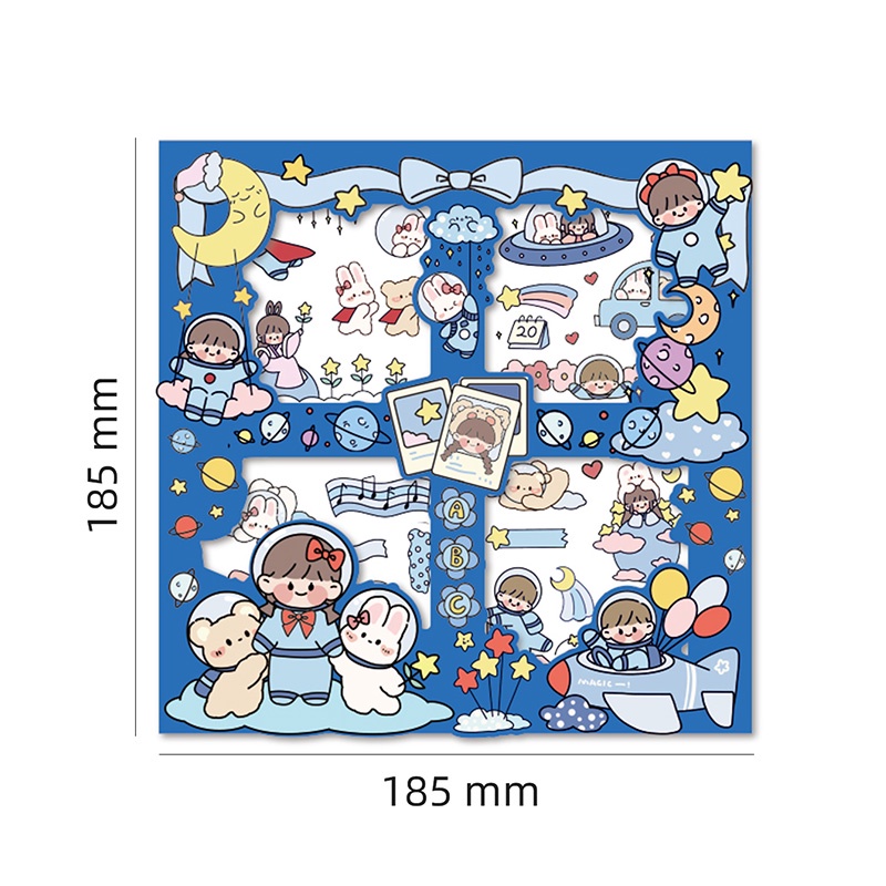 Bộ 100 Tấm Sticker Trong Suốt Chống Thấm Nước Họa Tiết Hoạt Hình Dễ Thương
