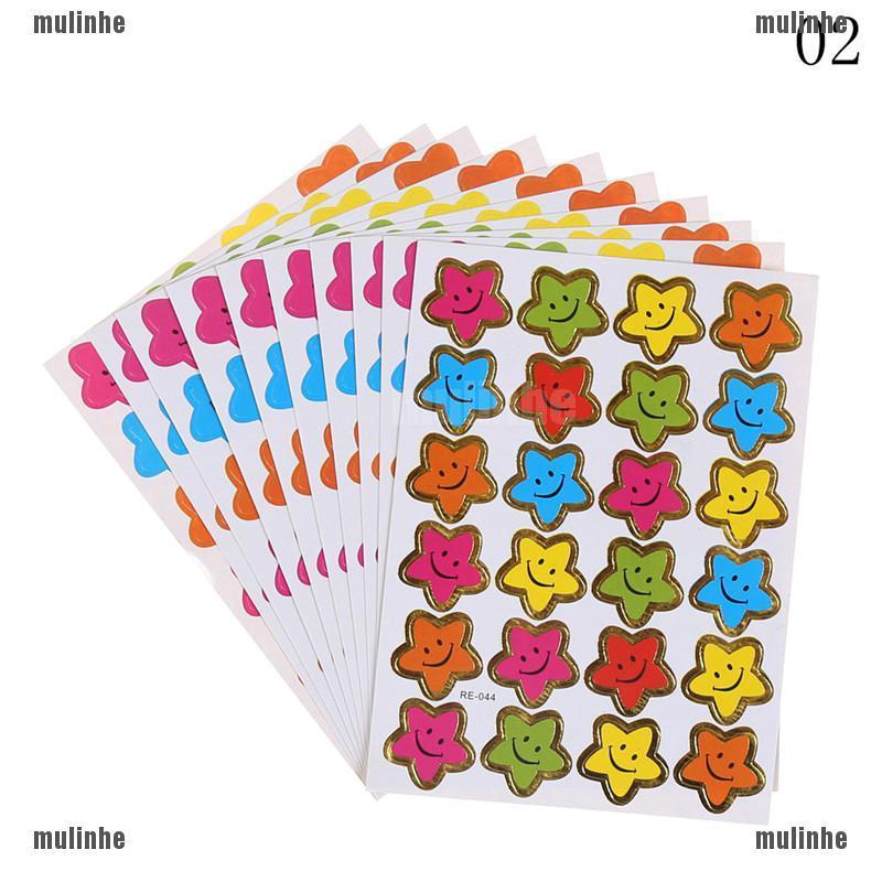 Mul❤ Set 10 Tấm Hình Dán Ngôi Sao Biểu Tượng Cảm Xúc Dùng Làm Phần Thưởng Cho Trẻ Em