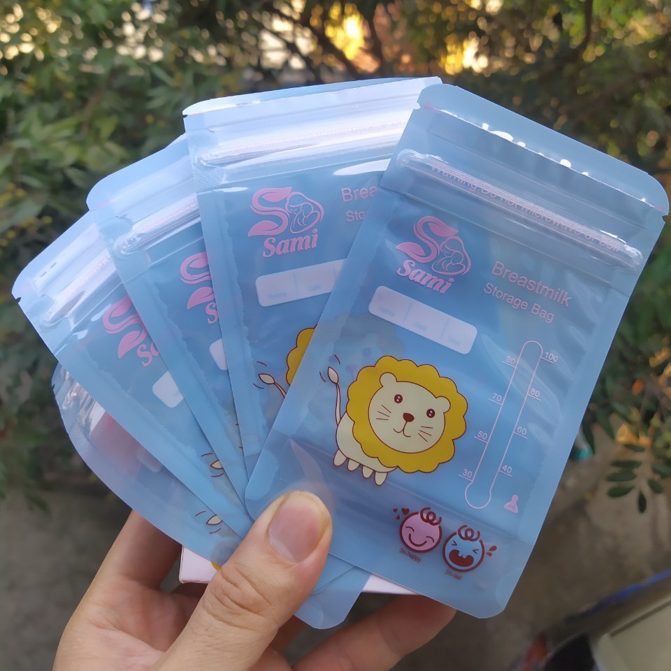 Hộp 30 túi trữ sữa mẹ Sami công nghệ Nhật bản 100ml màu xanh kute