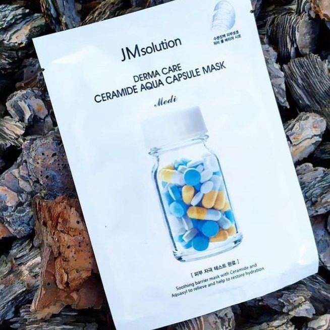 Combo 10 Mặt Nạ Cấp Nước Phục Hồi Da Hư Tổn Jmsolution Derma Care Ceramide Aqua Capsule Mask 30ml x 10