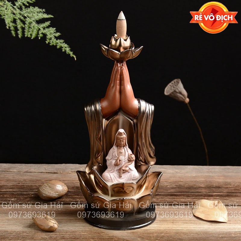 Thác khói trầm hương Niêm hoa vi tiếu Mạ vàng