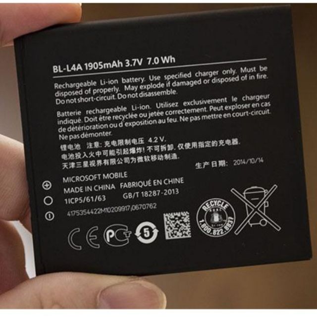 Pin Xịn BL-L4A 1905 MAh Cho Nokia Lumia 535/540 bảo hành 6 tháng