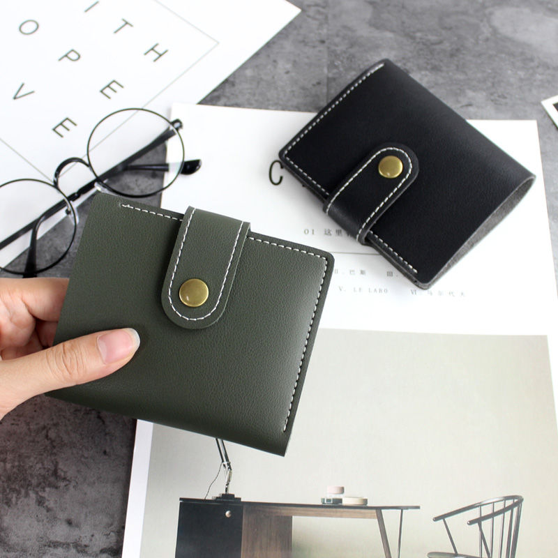 Ví Nữ Da PU Cao Cấp Vintage Kiểu Ngắn Phong Cách Hàn Quốc